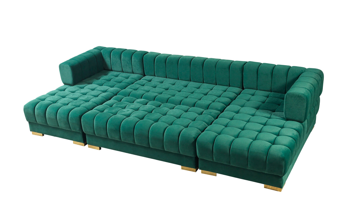 Ariana Green Velvet Double Chaise Sectional - ARIANAGREEN-SEC