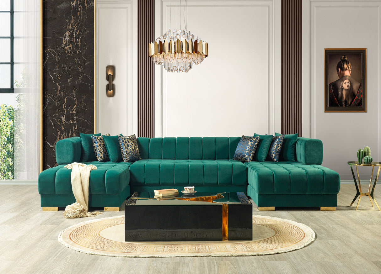 Ariana Green Velvet Double Chaise Sectional - ARIANAGREEN-SEC