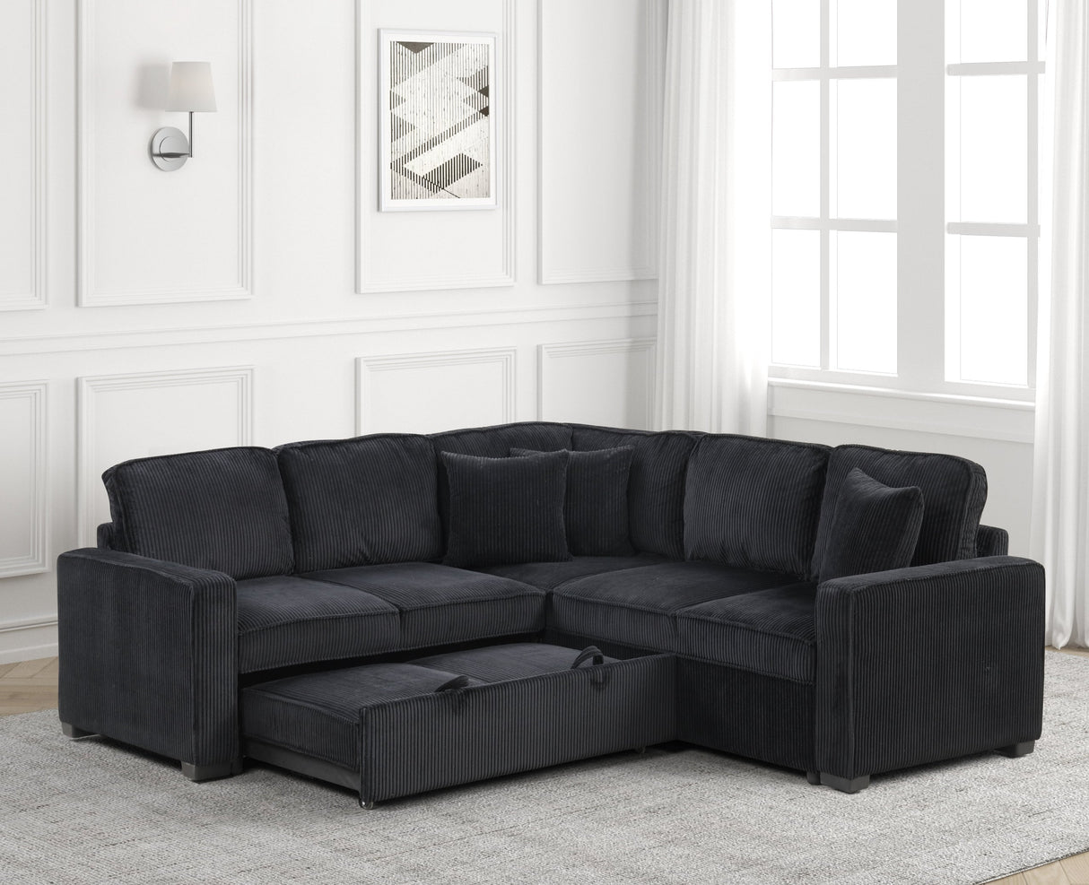 Ariel Black Sectional With Pull-Out Bed from Happy Homes - Luna Furniture