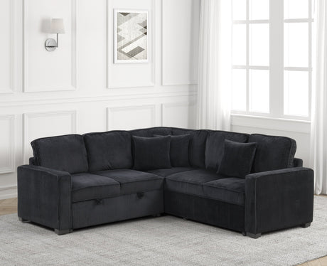 Ariel Black Sectional With Pull-Out Bed from Happy Homes - Luna Furniture