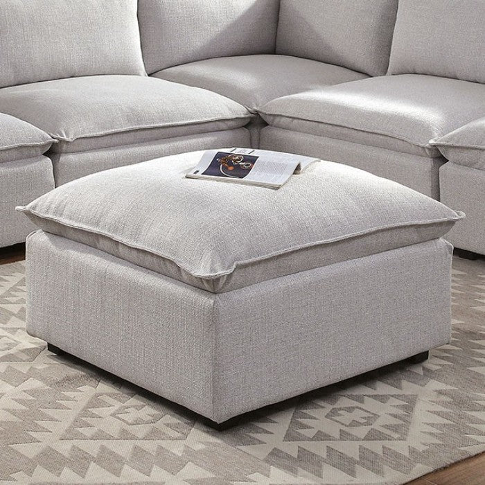 Arlene Light Gray Ottoman from Furniture of America - Luna Furniture