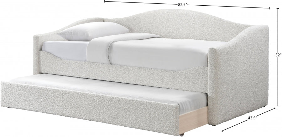 Arlo Boucle Fabric Twin Daybed Cream from Meridian - Luna Furniture