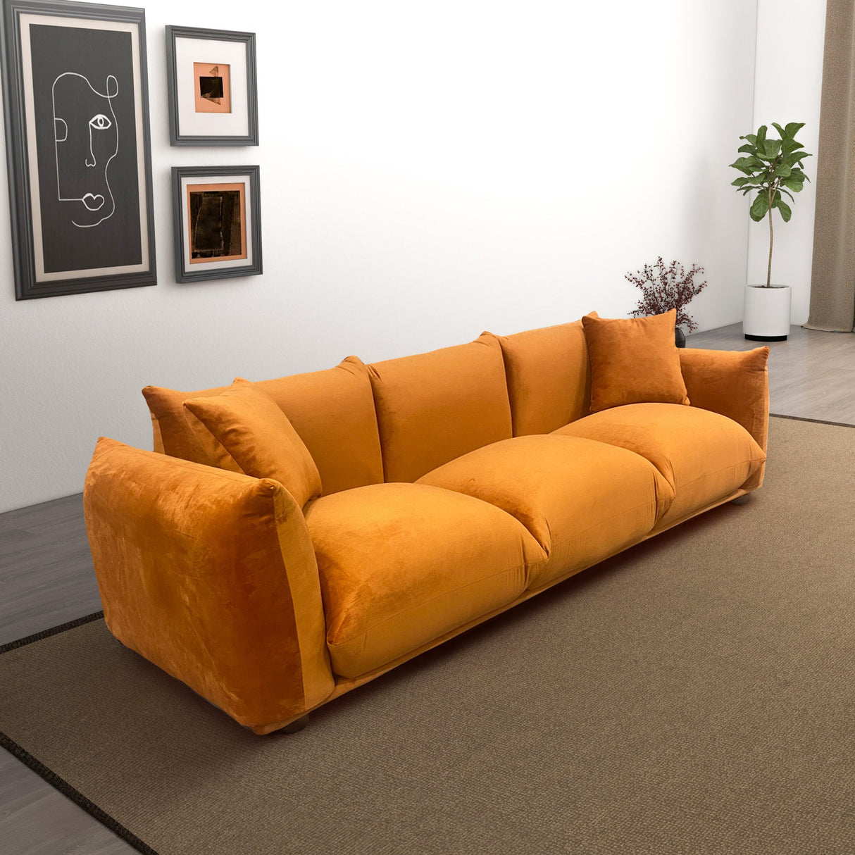 Arlo  Burnt Orange Velvet Sofa - AFC02083 - 