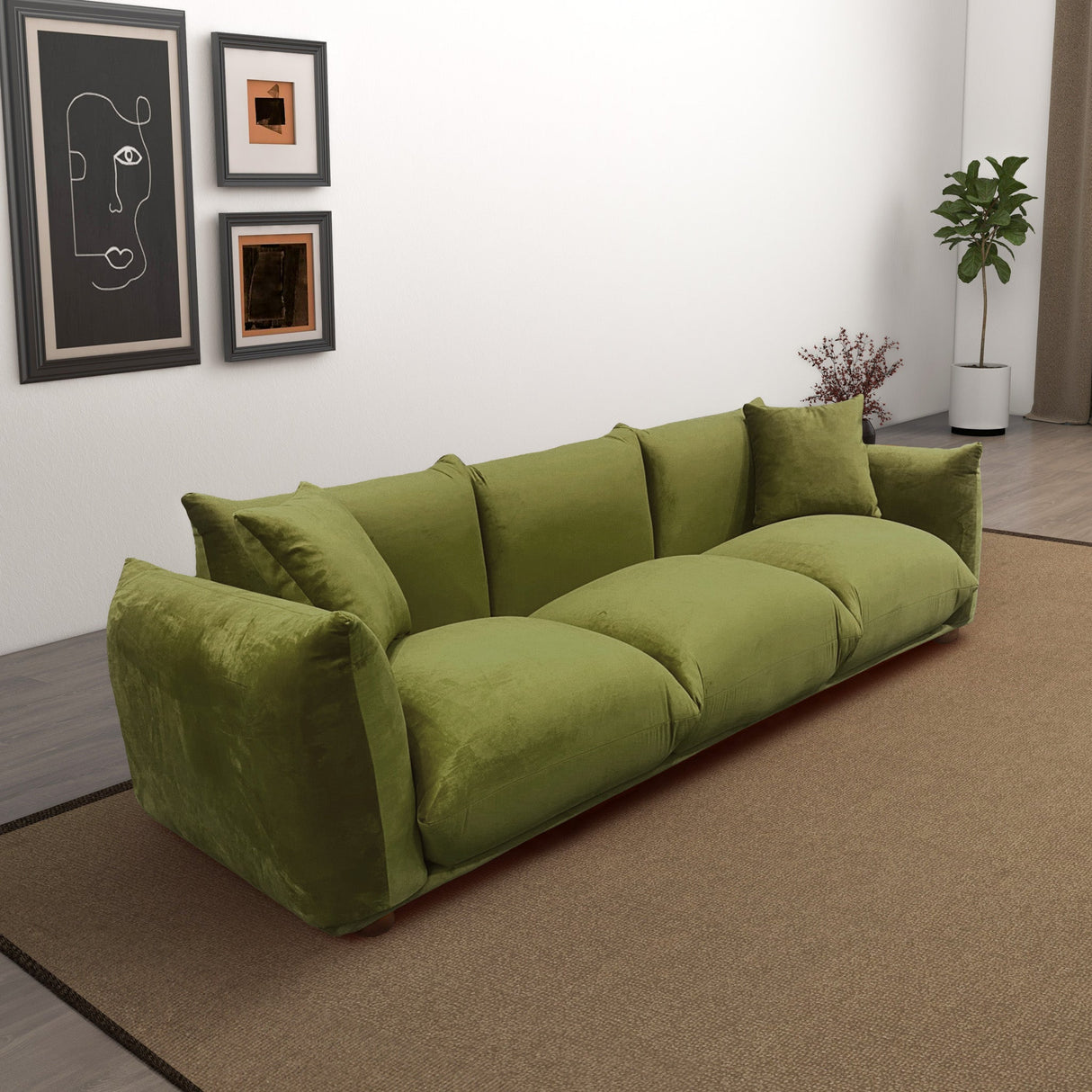 Arlo  Olive Green Velvet Sofa - AFC02082 - 