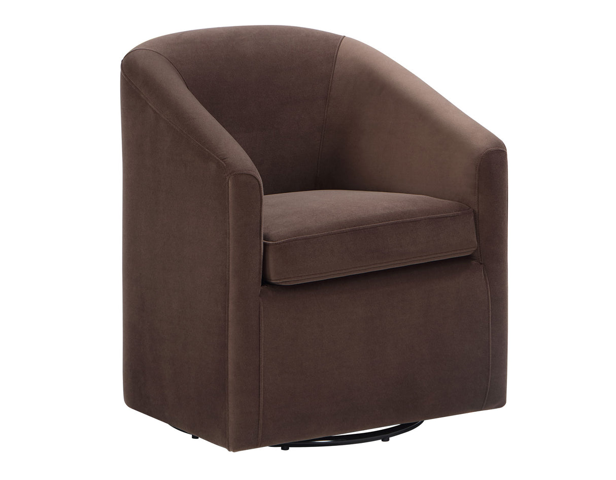 Arlo Upholstered Swivel Barrel Chair, Cocoa Velvet - ARO850CC