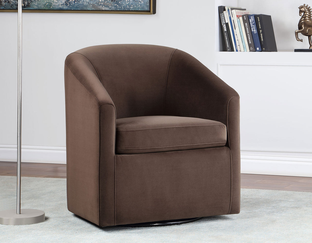 Arlo Upholstered Swivel Barrel Chair, Cocoa Velvet - ARO850CC