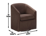 Arlo Upholstered Swivel Barrel Chair, Cocoa Velvet - ARO850CC