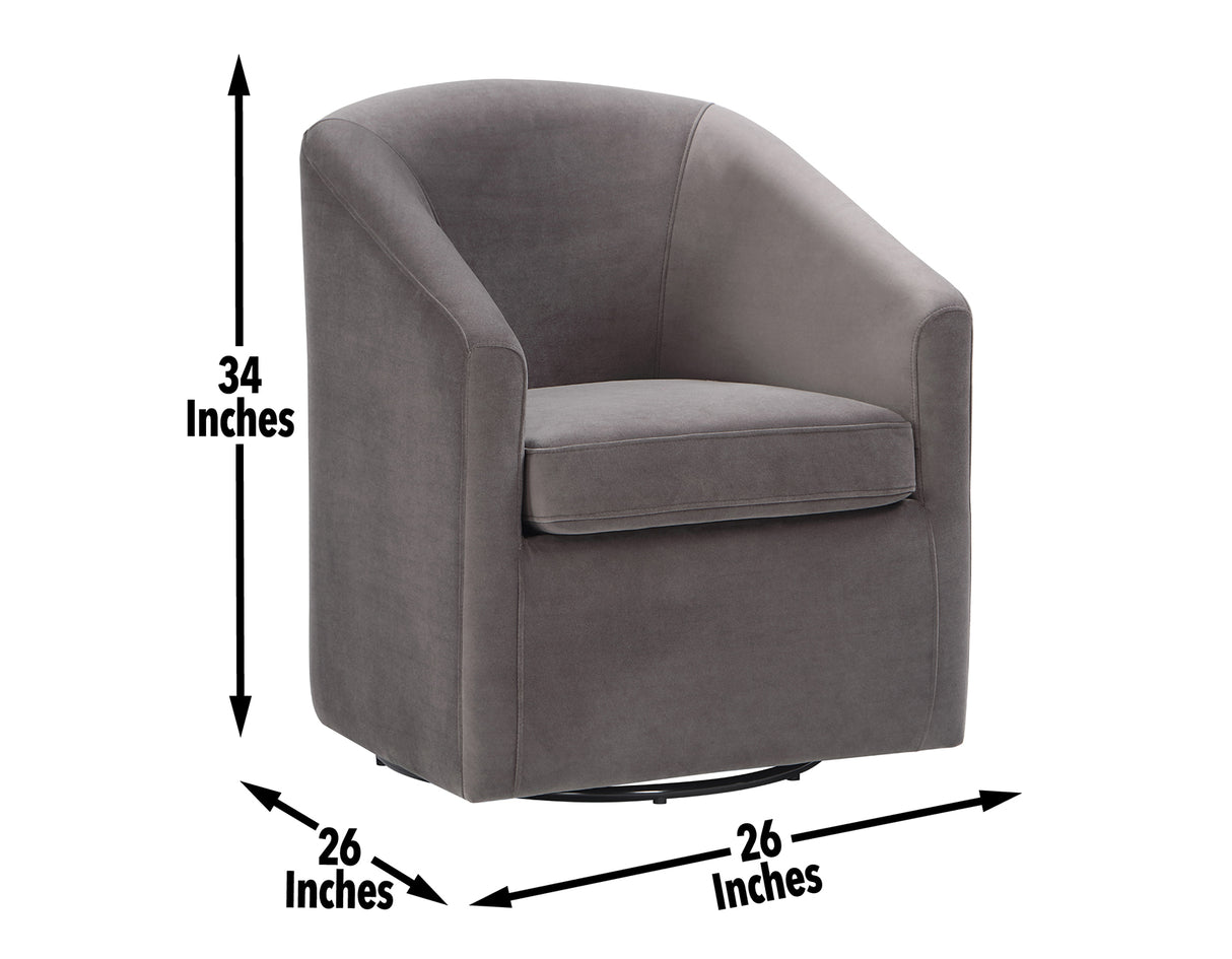 Arlo Upholstered Swivel Barrel Chair, Fog Velvet - ARO850CF