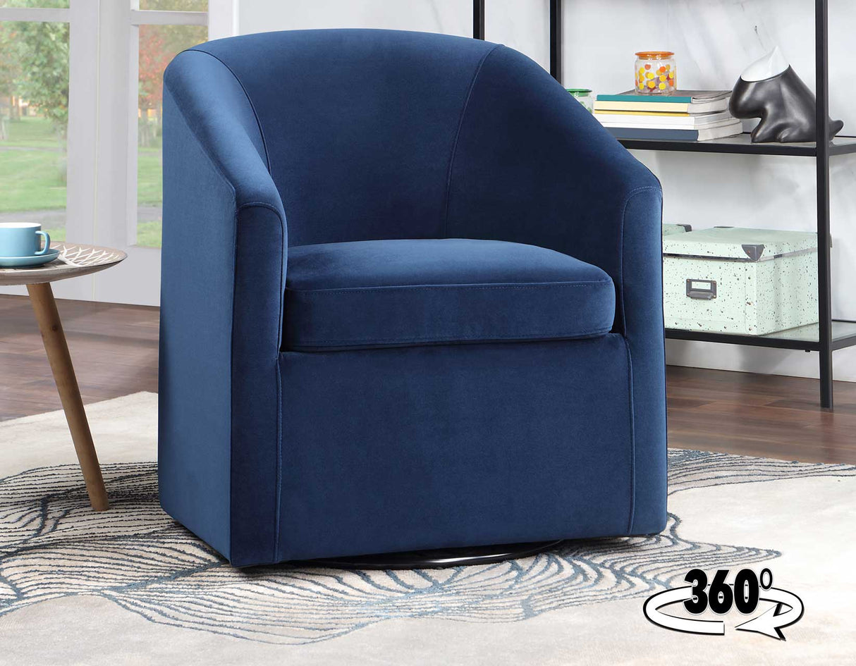 Arlo Upholstered Swivel Barrel Chair, Indigo Velvet from Steve Silver - Luna Furniture