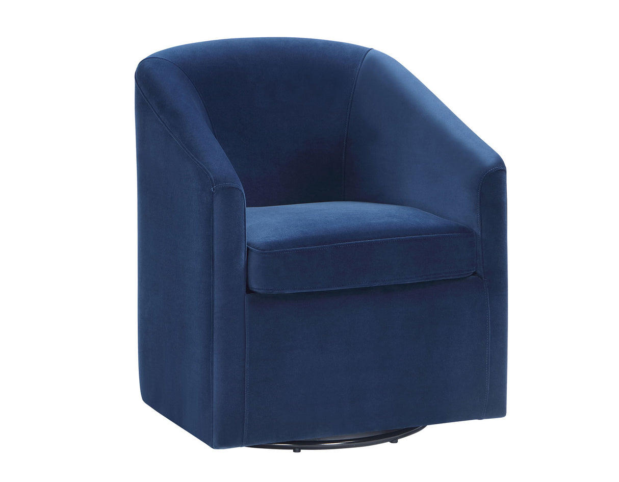 Arlo Upholstered Swivel Barrel Chair, Indigo Velvet from Steve Silver - Luna Furniture