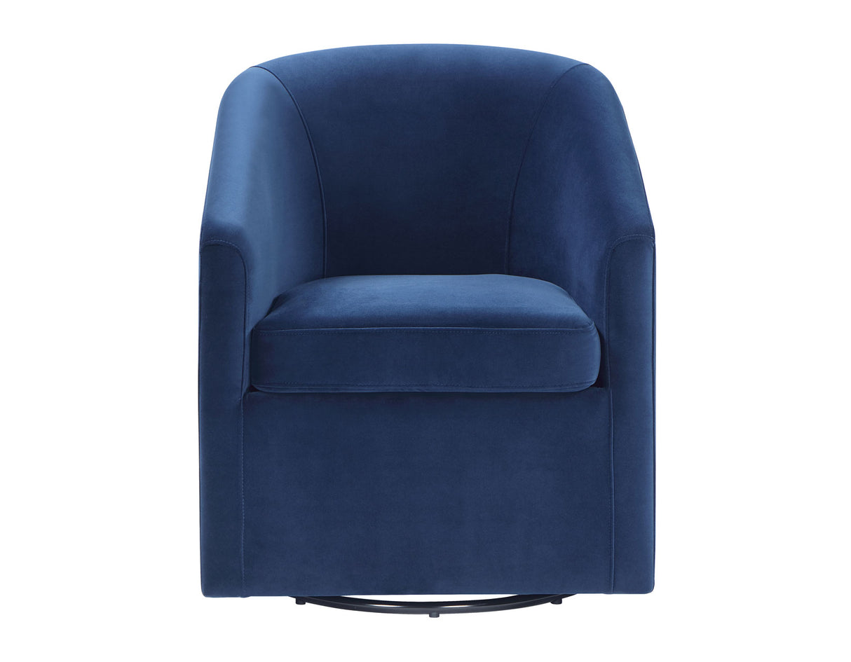 Arlo Upholstered Swivel Barrel Chair, Indigo Velvet from Steve Silver - Luna Furniture