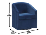 Arlo Upholstered Swivel Barrel Chair, Indigo Velvet from Steve Silver - Luna Furniture