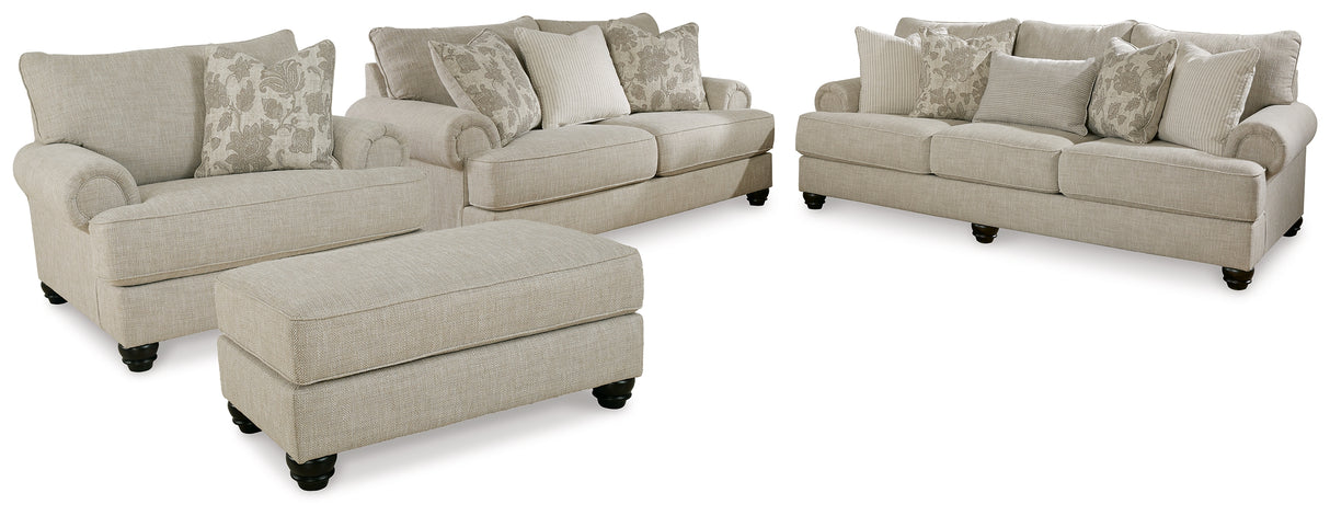 Asanti Sofa, Loveseat, Chair and Ottoman in Fog from Ashley - Luna Furniture