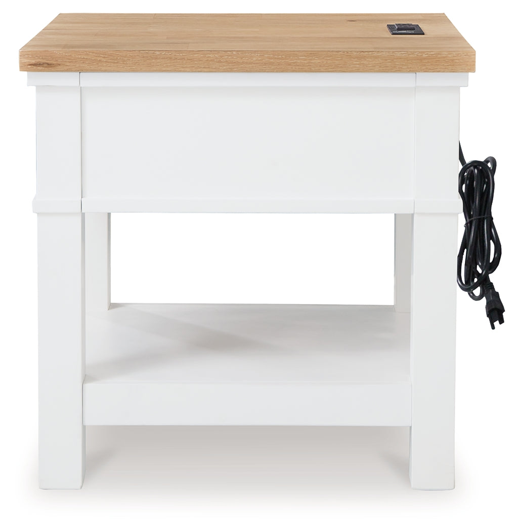 Ashbryn Coffee Table with 1 End Table in White/Natural - PKG016526