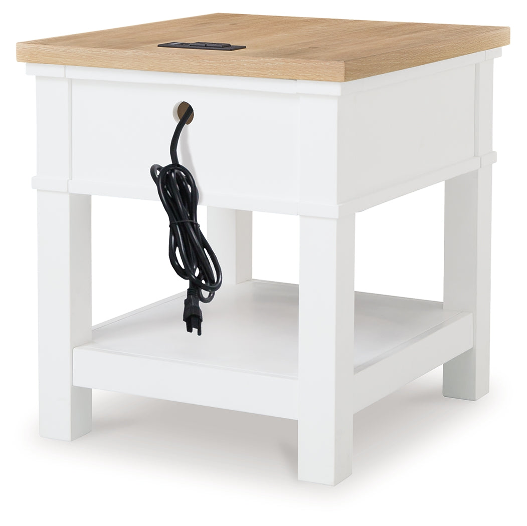 Ashbryn Coffee Table with 1 End Table in White/Natural - PKG016526