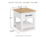 Ashbryn Coffee Table with 1 End Table in White/Natural - PKG016526