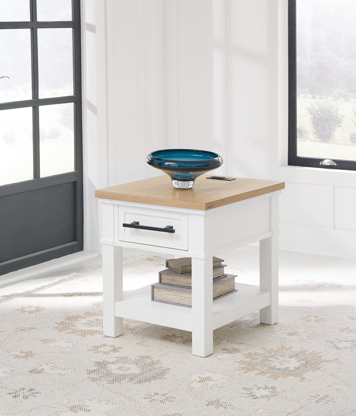 Ashbryn Coffee Table with 1 End Table in White/Natural - PKG016526