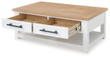 Ashbryn Coffee Table with 1 End Table in White/Natural - PKG016526