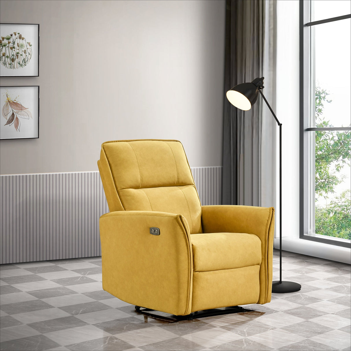 Asheville Dark Yellow Suede Recliner Chair - RCL01000102