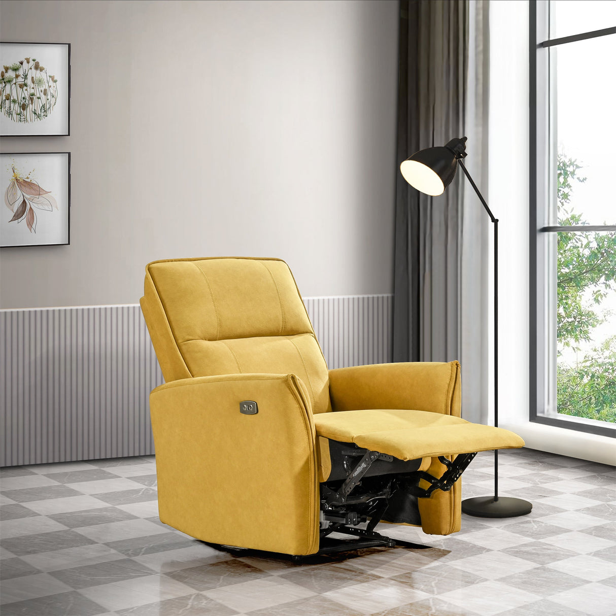 Asheville Dark Yellow Suede Recliner Chair - RCL01000102