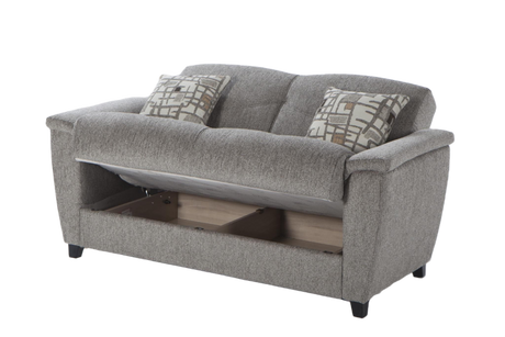 Sophisticated Aspen loveseat featuring clean lines and convertible design.