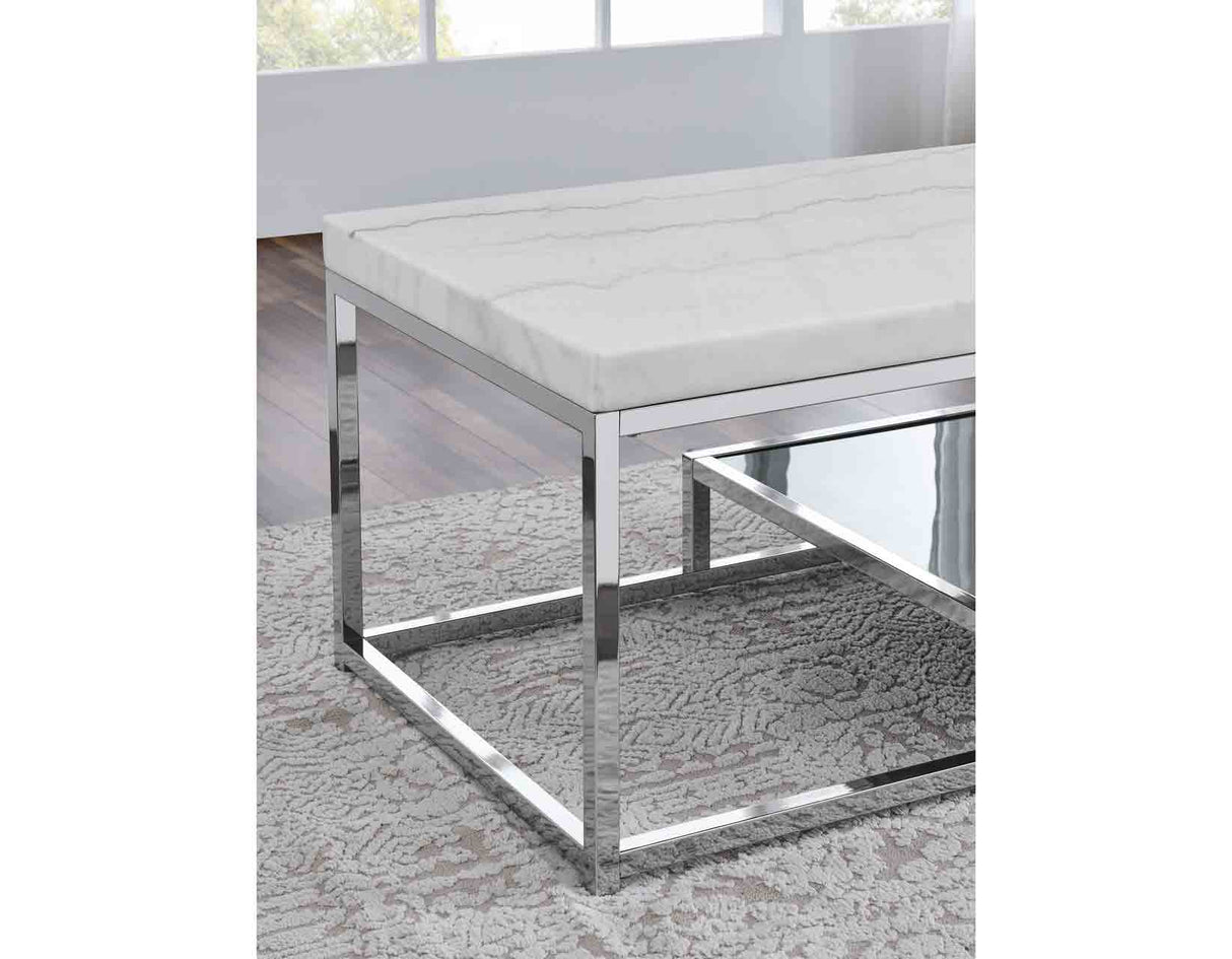 Aston 3-Piece White Marble Table Set(Coffee Table and 2 End Tables) from Steve Silver - Luna Furniture