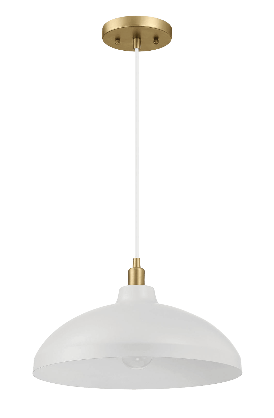 Astral Single Light White Pendant Lamp with Golder Brass Finish for Entrance Kitchen Island 14"D × 8"H - PNL03900101