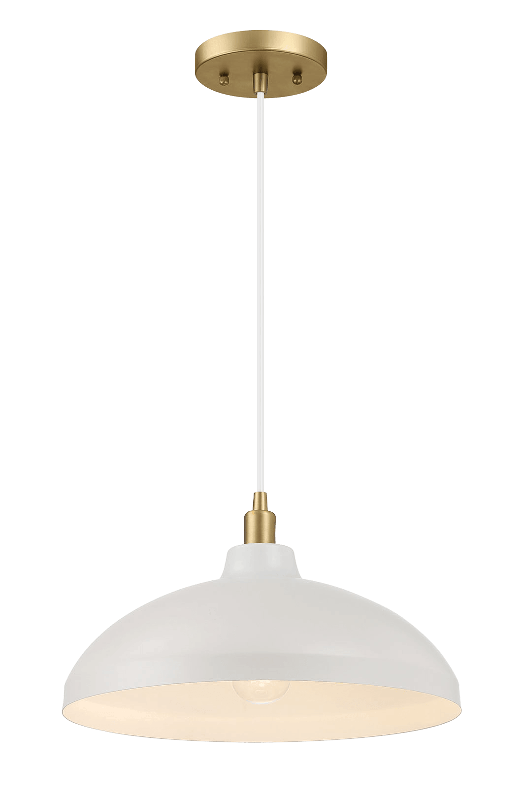 Astral Single Light White Pendant Lamp with Golder Brass Finish for Entrance Kitchen Island 14"D × 8"H - PNL03900101