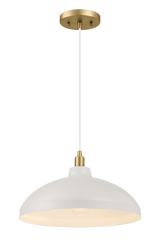 Astral Single Light White Pendant Lamp with Golder Brass Finish for Entrance Kitchen Island 14"D × 8"H - PNL03900101