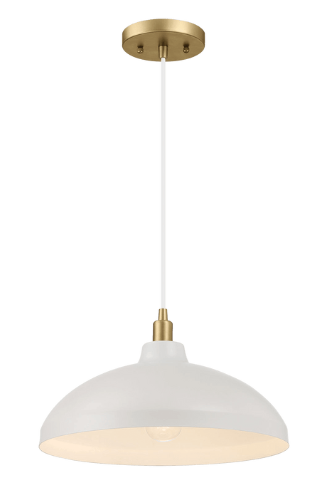 Astral Single Light White Pendant Lamp with Golder Brass Finish for Entrance Kitchen Island 14"D × 8"H - PNL03900101