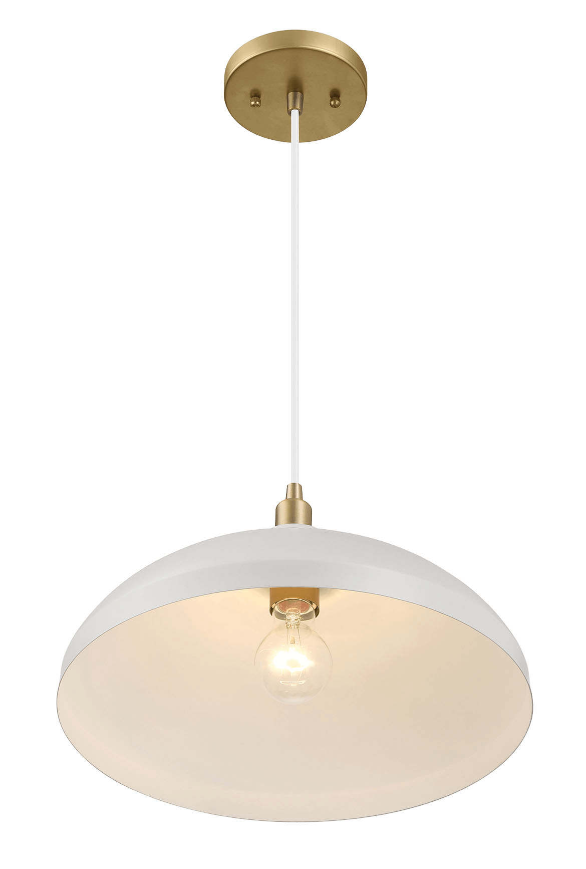 Astral Single Light White Pendant Lamp with Golder Brass Finish for Entrance Kitchen Island 14"D × 8"H - PNL03900101