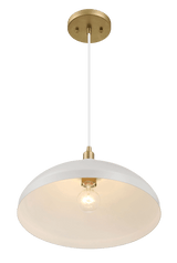 Astral Single Light White Pendant Lamp with Golder Brass Finish for Entrance Kitchen Island 14"D × 8"H - PNL03900101