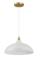 Astral Single Light White Pendant Lamp with Golder Brass Finish for Entrance Kitchen Island 14"D × 8"H - PNL03900101