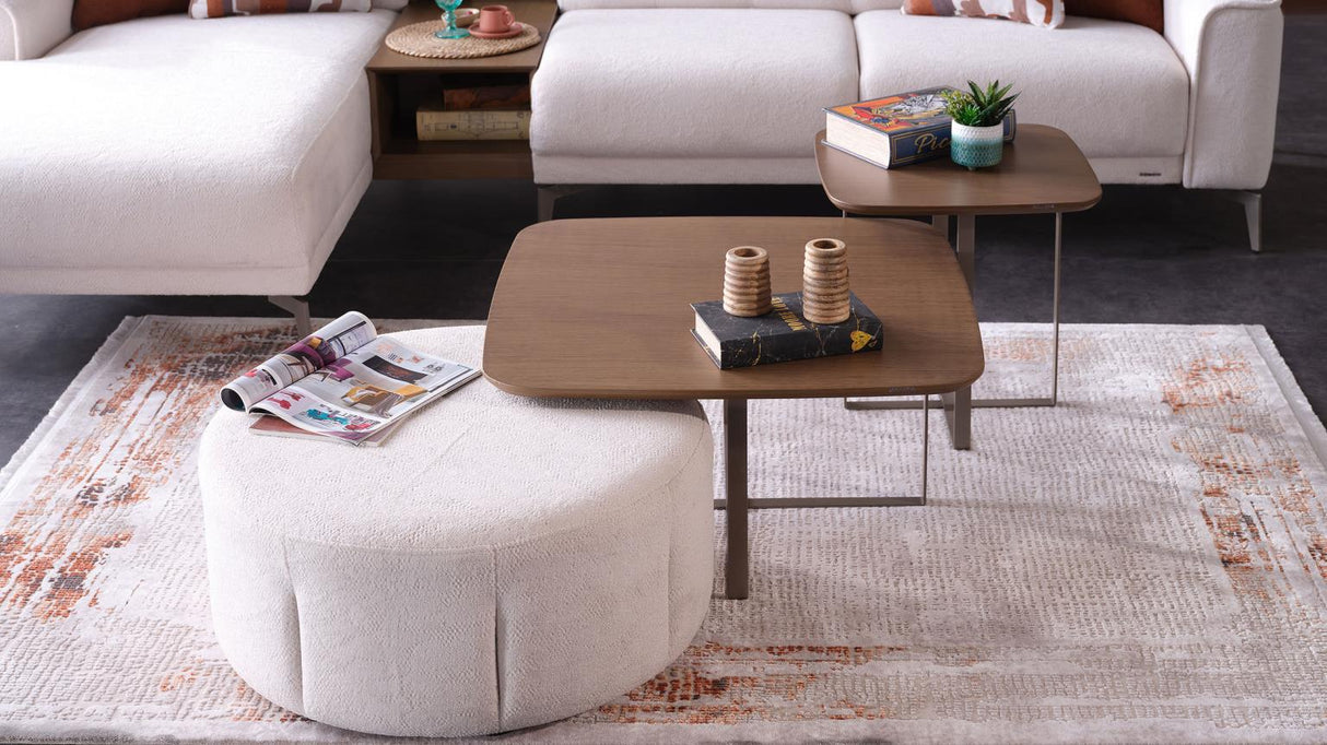 Atlanta Peru Cream Ottoman from Bellona - Luna Furniture