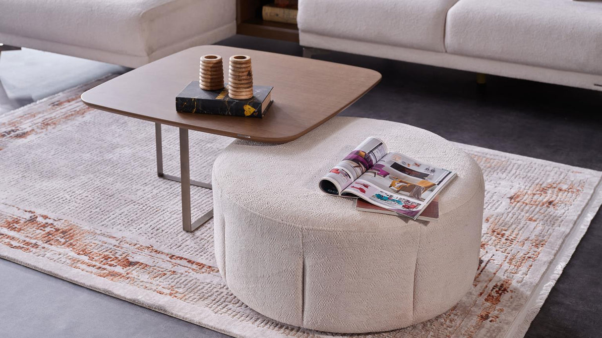 Atlanta Peru Cream Ottoman from Bellona - Luna Furniture