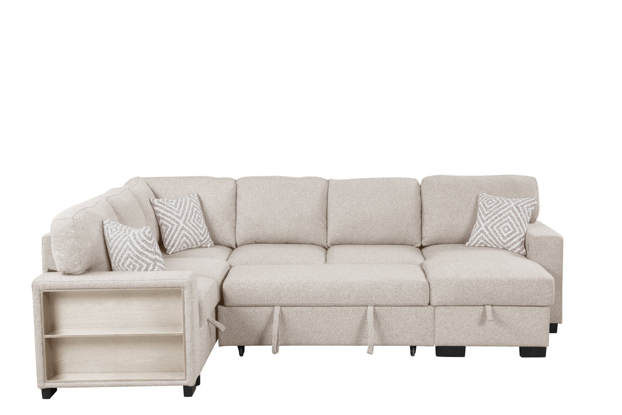 Atlantic Beige Sectional With Pull-Out Bed from Happy Homes - Luna Furniture