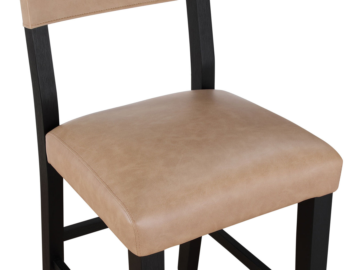 Aubrey 24″ Black Counter Chair with Camel Vegan Leather from Steve Silver - Luna Furniture