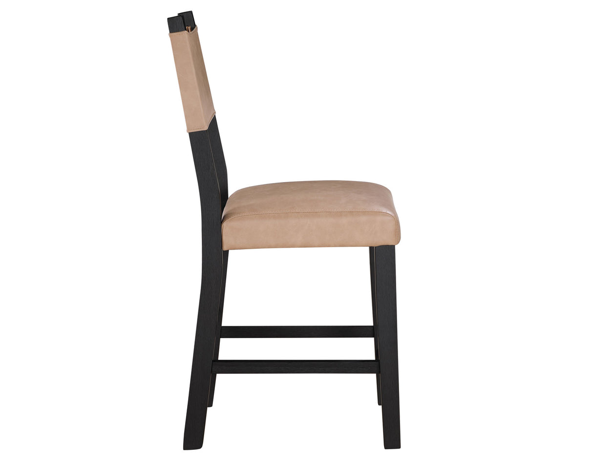 Aubrey 24″ Black Counter Chair with Camel Vegan Leather from Steve Silver - Luna Furniture