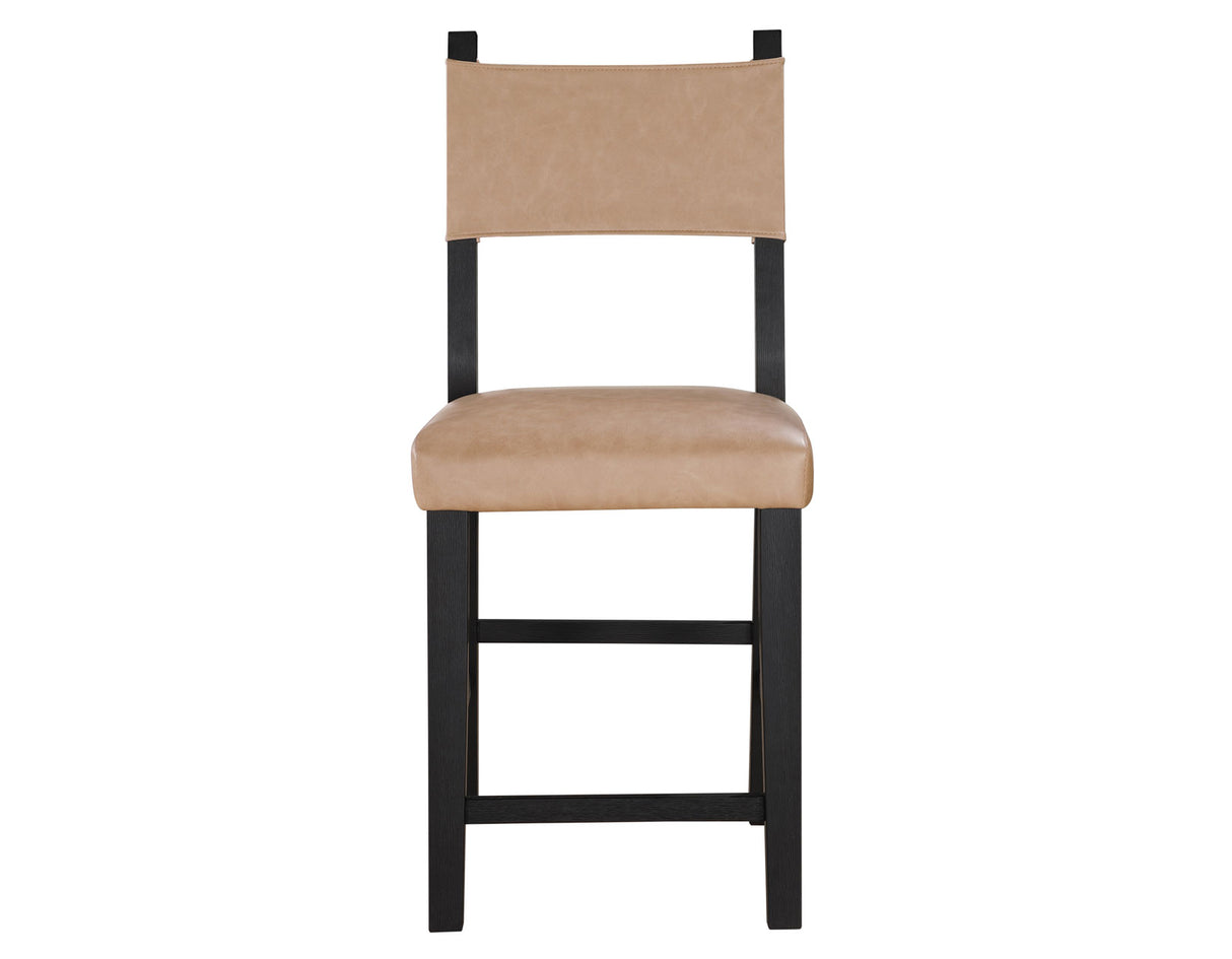 Aubrey 24″ Black Counter Chair with Camel Vegan Leather from Steve Silver - Luna Furniture