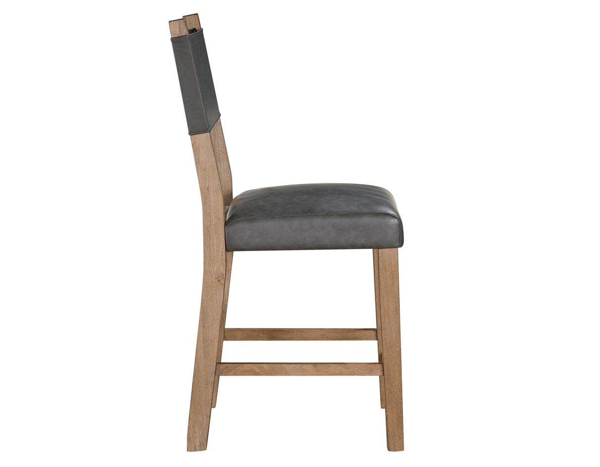 Aubrey 24″ Driftwood Counter Chair with Gray Vegan Leather from Steve Silver - Luna Furniture