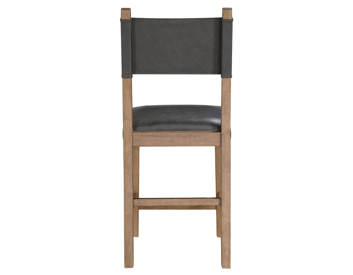 Aubrey 24″ Driftwood Counter Chair with Gray Vegan Leather from Steve Silver - Luna Furniture