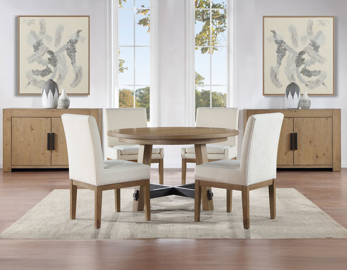 Aubrey 5-Piece 54″ Round Dining Table Set, Driftwood from Steve Silver - Luna Furniture