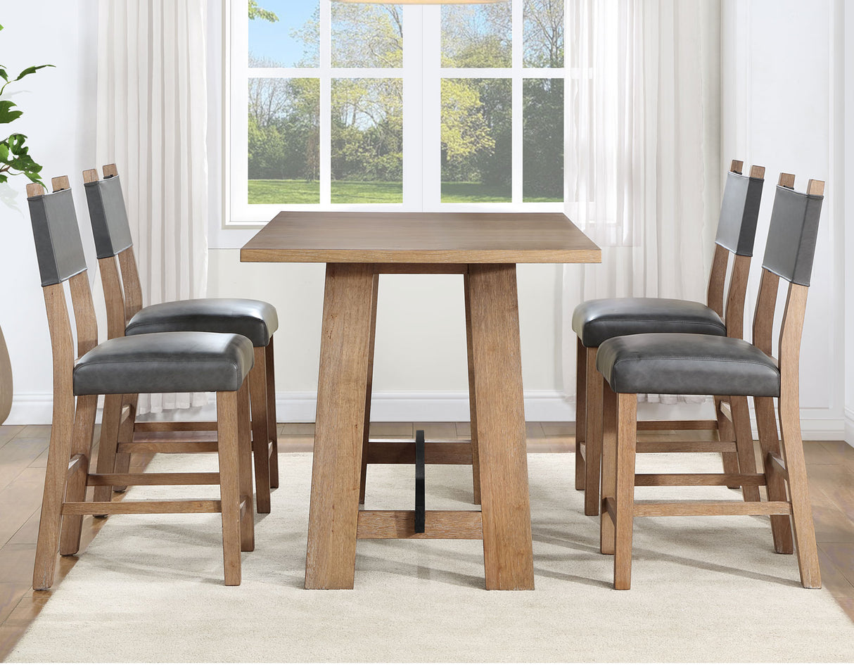 Aubrey 5-Piece 59.5″ Counter Dining Set, Driftwood Finish - SET | ABR400NPT | ABR500NCC(4)