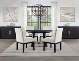 Aubrey 54″ Round Dining Table, Black with Driftwood Stretchers - ABR5454KT