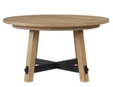 Aubrey 54″ Round Dining Table, Driftwood with Black Stretchers - ABR5454NT