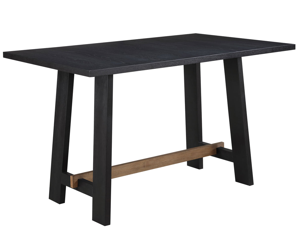 Aubrey 59.5″ Black Counter Table with Driftwood Stretcher from Steve Silver - Luna Furniture