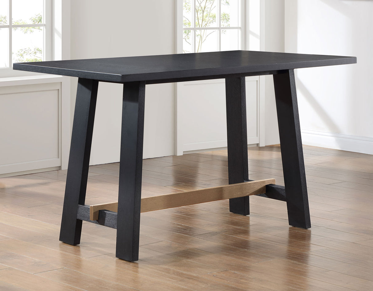 Aubrey 59.5″ Black Counter Table with Driftwood Stretcher from Steve Silver - Luna Furniture