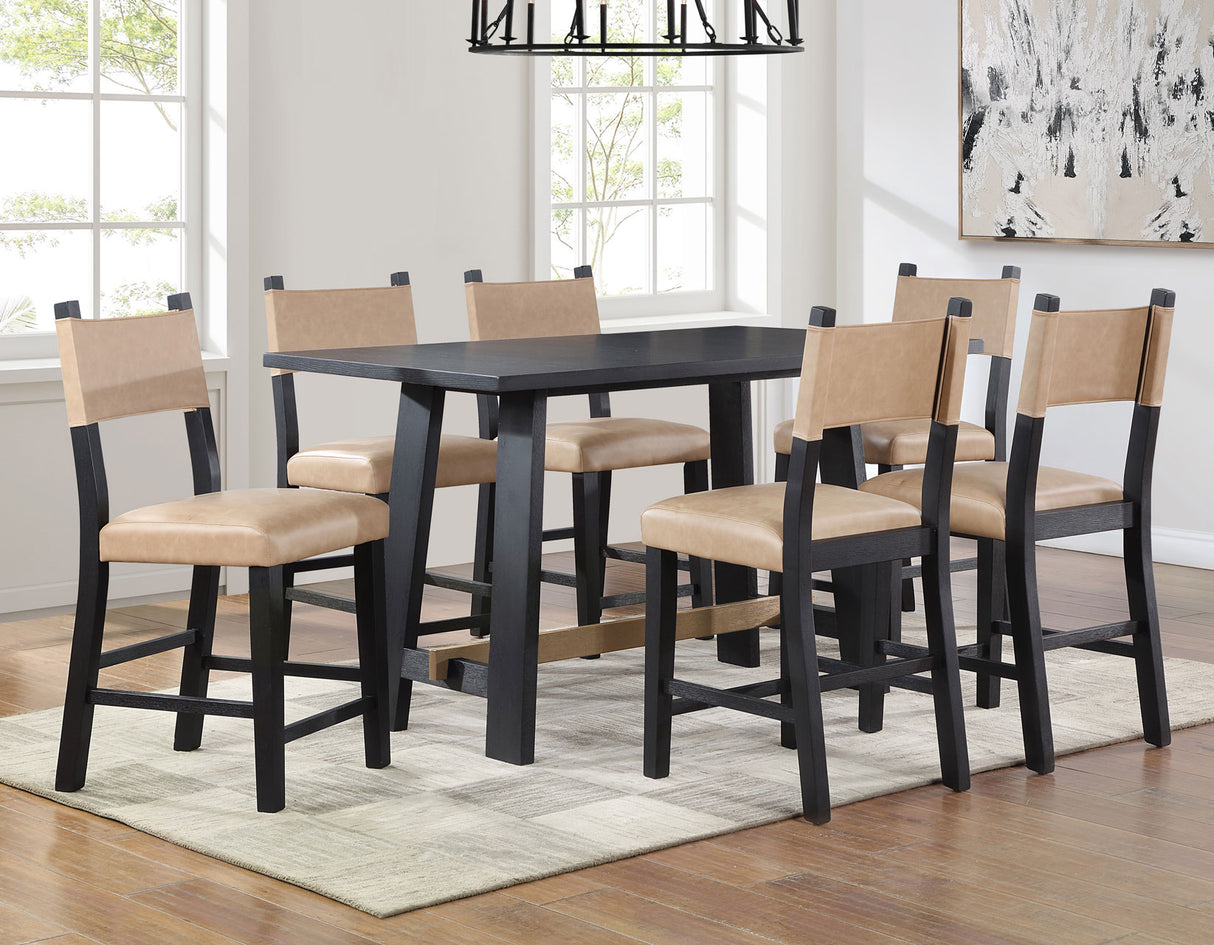 Aubrey 59.5″ Black Counter Table with Driftwood Stretcher from Steve Silver - Luna Furniture