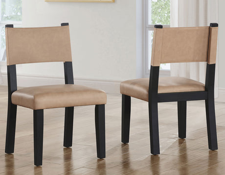 Aubrey Side Chair, Camel Vegan Leather  with Black wood finish - ABR500KS