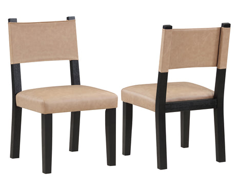 Aubrey Side Chair, Camel Vegan Leather  with Black wood finish - ABR500KS